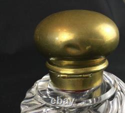 Encrier ancien en cristal de Baccarat avec insert en verre