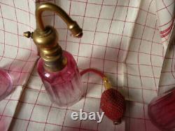 Ensemble Ancien Flacons De Toilette En Cristal Rouge Baccarat