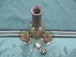 Ensemble Carafe 2 verres anciens ètain Crystal Renaissance