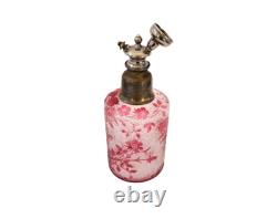 Flacon vaporisateur parfum ancien cristal de Baccarat gravé à l'acide églantier