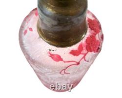 Flacon vaporisateur parfum ancien cristal de Baccarat gravé à l'acide églantier