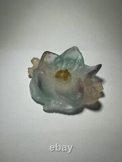 Fleur Cristal Daum France Ancien sculpture art Déco nouveau ornement signé daté