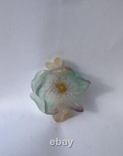 Fleur Cristal Daum France Ancien sculpture art Déco nouveau ornement signé daté