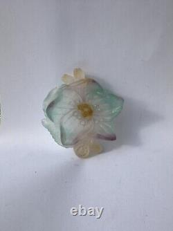 Fleur Cristal Daum France Ancien sculpture art Déco nouveau ornement signé daté