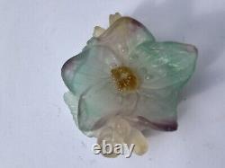Fleur Cristal Daum France Ancien sculpture art Déco nouveau ornement signé daté