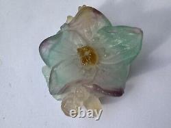 Fleur Cristal Daum France Ancien sculpture art Déco nouveau ornement signé daté