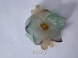 Fleur Cristal Daum France Ancien sculpture art Déco nouveau ornement signé daté