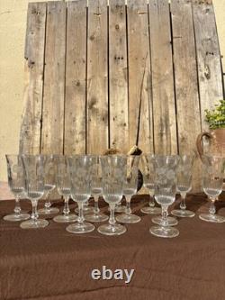 Flûtes Champagne Verre Gravé Fleurs Ancien Crystal Maison Perrier- jouët France