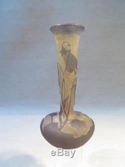 Galle Ancien Petit Vase Soliflore A Decor De Violettes Epoque 1900 Art Nouveau