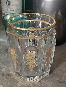 Gobelet Verre Ancien Cristal Moulé Doré Baccarat Mi 19ème Antique Crystal Glass