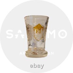 Gobelet en cristal de Bohême XIXe décor monuments taillé vase ancien verre