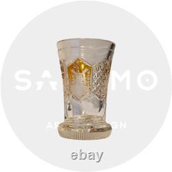 Gobelet en cristal de Bohême XIXe décor monuments taillé vase ancien verre