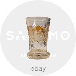 Gobelet en cristal de Bohême XIXe décor monuments taillé vase ancien verre