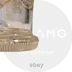 Gobelet en cristal de Bohême XIXe décor monuments taillé vase ancien verre