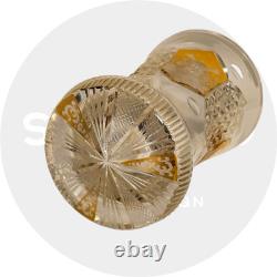 Gobelet en cristal de Bohême XIXe décor monuments taillé vase ancien verre