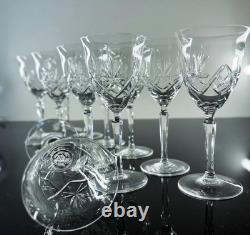 Grand 10 Verres A Vin Ancienne En Cristal Taille A La Main Boheme St Louis