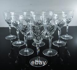 Grand 10 Verres A Vin Ancienne En Cristal Taille A La Main Boheme St Louis