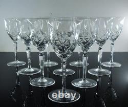 Grand 10 Verres A Vin Ancienne En Cristal Taille A La Main Boheme St Louis