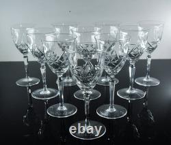 Grand 10 Verres A Vin Ancienne En Cristal Taille A La Main Boheme St Louis