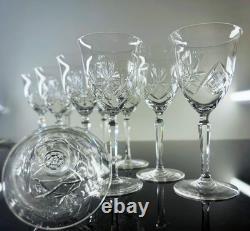 Grand 10 Verres A Vin Ancienne En Cristal Taille A La Main Boheme St Louis