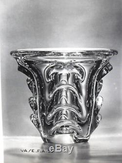 Grand Ancienne Vase En Cristal Masif Val St Lambert Signe Catalogue 1950