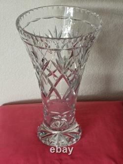 Grand vase cristal Taillé Ciselé à La Roue ancien Et Lourd 3,6 Kg