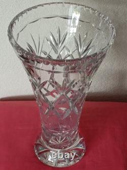 Grand vase cristal Taillé Ciselé à La Roue ancien Et Lourd 3,6 Kg