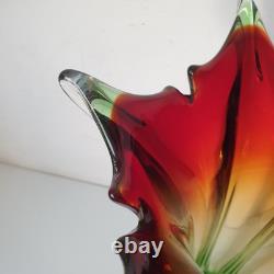 Grand vase orchidee ouraline manganese verre ancien uranifere murano sommerso