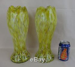 Grande paire de vases anciens en verre / clichy pantin legras / hauteur 31,5 cm