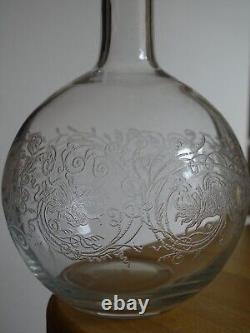 Gravure Aux Dragons Ancienne Carafe A Vin Cristal Epoque 1920