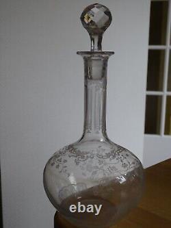 Gravure Aux Dragons Ancienne Carafe A Vin Cristal Epoque 1920