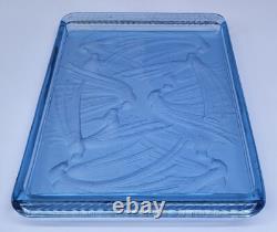 JOLI ancien PLATEAU ART DECO OISEAUX verre bleu LALIQUE SABINO ETLING VERLYS