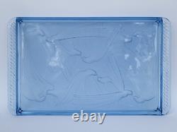 JOLI ancien PLATEAU ART DECO OISEAUX verre bleu LALIQUE SABINO ETLING VERLYS
