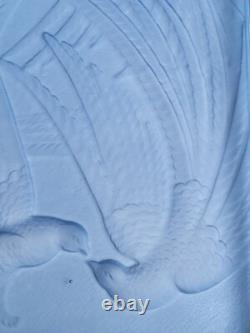 JOLI ancien PLATEAU ART DECO OISEAUX verre bleu LALIQUE SABINO ETLING VERLYS