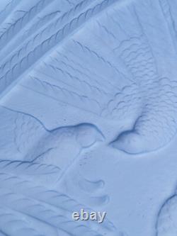 JOLI ancien PLATEAU ART DECO OISEAUX verre bleu LALIQUE SABINO ETLING VERLYS