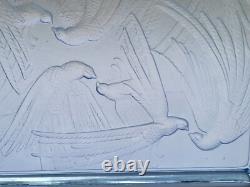 JOLI ancien PLATEAU ART DECO OISEAUX verre bleu LALIQUE SABINO ETLING VERLYS