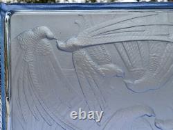 JOLI ancien PLATEAU ART DECO OISEAUX verre bleu LALIQUE SABINO ETLING VERLYS