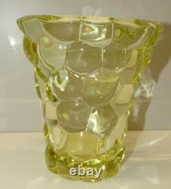 Joli Ancien Vase Cristal P D'avesn Nid D'abeilles Couleur Jaune Collection D