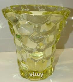 Joli Ancien Vase Cristal P D'avesn Nid D'abeilles Couleur Jaune Collection D
