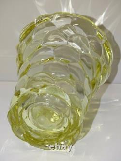 Joli Ancien Vase Cristal P D'avesn Nid D'abeilles Couleur Jaune Collection D