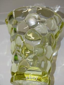 Joli Ancien Vase Cristal P D'avesn Nid D'abeilles Couleur Jaune Collection D