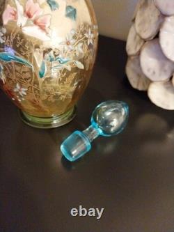 LEGRAS carafe émaillée en ouraline ancienne a décor floral Art nouveau