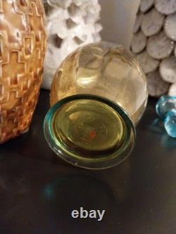 LEGRAS carafe émaillée en ouraline ancienne a décor floral Art nouveau