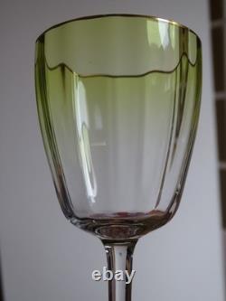 LOBMEYR ANCIEN VERRE À VIN CRISTAL COULEUR JAUNE ET OR ht 16 cm
