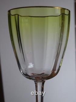 LOBMEYR ANCIEN VERRE À VIN CRISTAL COULEUR JAUNE ET OR ht 16 cm