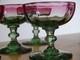 Legras 4 Anciens Verres A Aperitif Cristal Couleur Vert Rouge Degrader Vers 1900