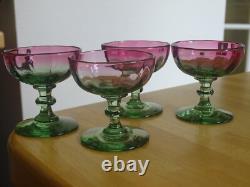 Legras 4 Anciens Verres A Aperitif Cristal Couleur Vert Rouge Degrader Vers 1900