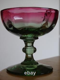 Legras 4 Anciens Verres A Aperitif Cristal Couleur Vert Rouge Degrader Vers 1900