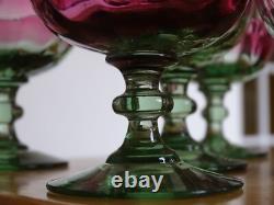 Legras 4 Anciens Verres A Aperitif Cristal Couleur Vert Rouge Degrader Vers 1900