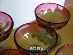 Legras 4 Anciens Verres A Aperitif Cristal Couleur Vert Rouge Degrader Vers 1900